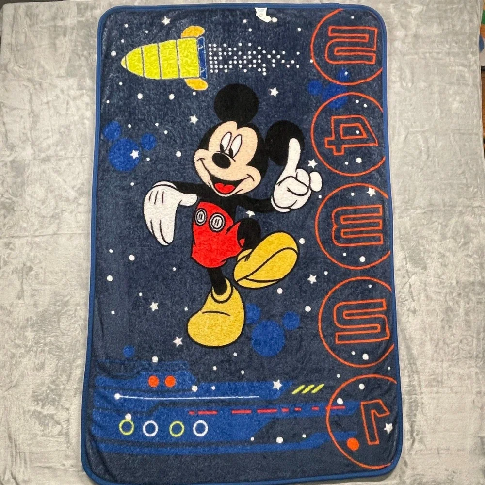 Disney Mickey Mouse Space Rocket‎ Blast Off Toddler Baby Blanket Blue
